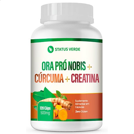 Ora Pro Nóbis + Cúrcuma + Creatina 120 Cáps - Status Verde