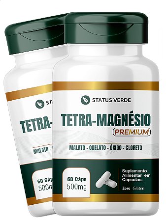 2 Potes Tetra Magnésio 60 Cáps - Status Verde