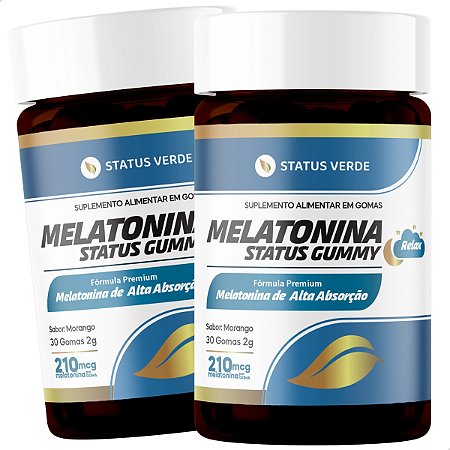 2 Potes Melatonina Status Gummy 30 Gomas - Status Verde
