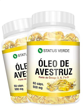 2 Potes Óleo De Avestruz Kit 120 Caps - Status Verde