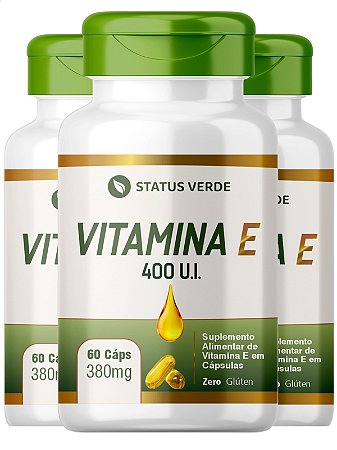 3 Potes Vitamina E Kit 180 Cáps - Status Verde