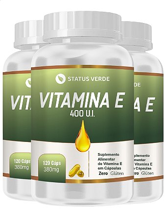 3 Potes Vitamina E Kit 360 Caps - Status Verde