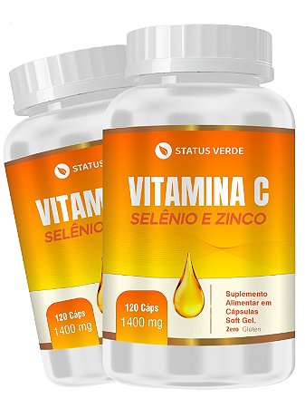 2 Potes Vitamina C + Selenio e Zinco 240 cáps - Status Verde