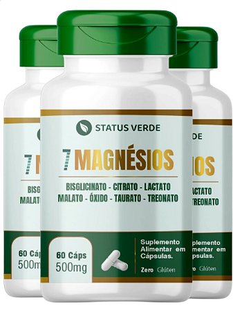 3 Potes 7 Magnesio Kit 180 Caps - Status Verde