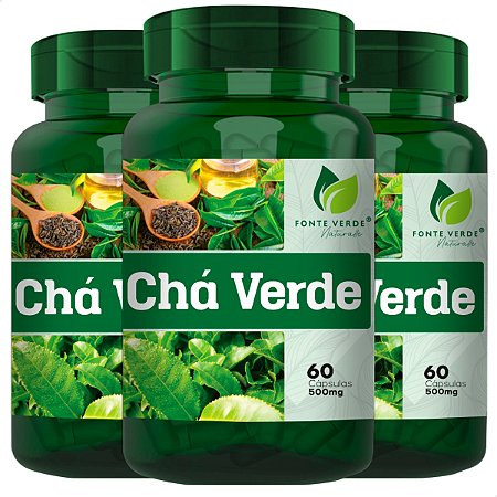 3 Potes Chá Verde 120 Cáps - Fonte Verde