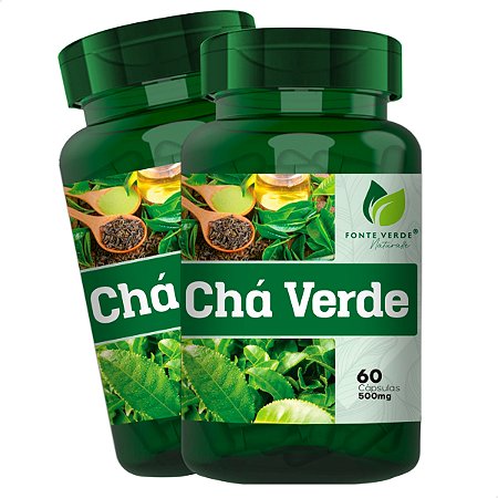 2 Potes Chá Verde 120 Cáps - Fonte Verde