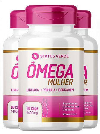 3 Potes Ômega Mulheres 60 Cáps - Status Verde