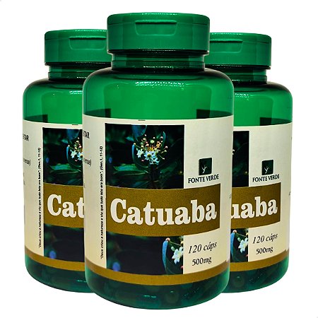 3 Potes Catuaba 120 Caps - Fonte Verde