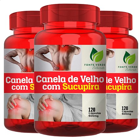 3 Potes Canela de Velho com Sucupira 120 Cáps - Fonte Verde