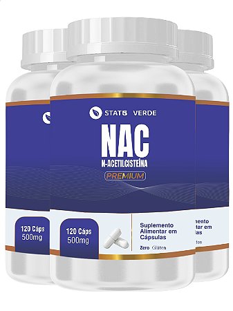 3 Potes Nac N-acetilcisteína 120 Caps - Status Verde