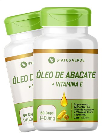2 Potes Óleo de Abacate + Vitamina E Kit 120 Cápsulas 1400Mg - Status Verde