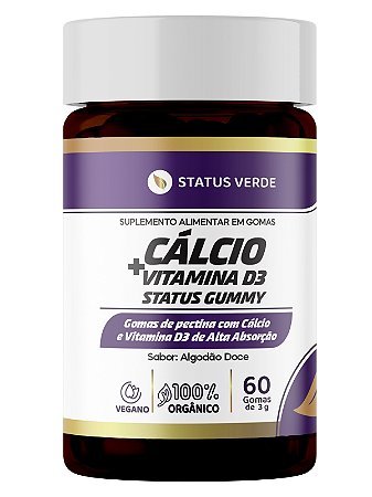 Calcium e Vitamina D3 60 Gomas - Status Gummy