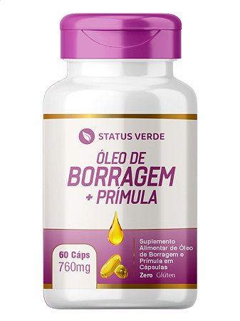 Borragem + Prímula 60 Cápsulas 760 mg - Status Verde