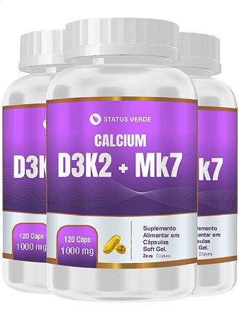 3 Potes Calcium MDK 120 Cápsulas 1000mg - Status Verde