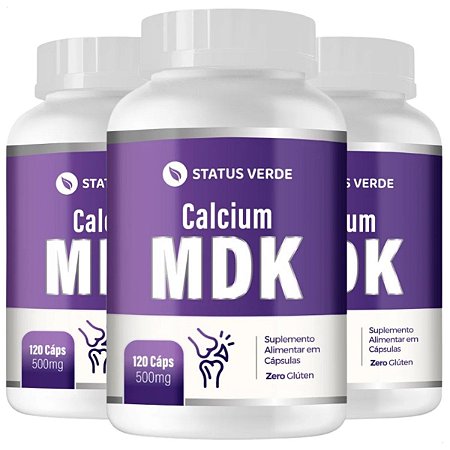 3 Potes Calcium MDK 120 Cápsulas 1000mg - Status Verde