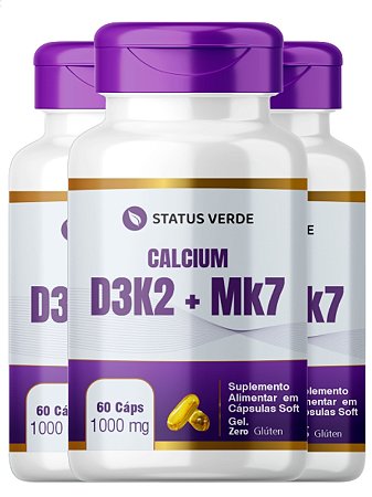 3 Potes Calcium MDK Kit 180 Cápsulas 1000mg - Status Verde