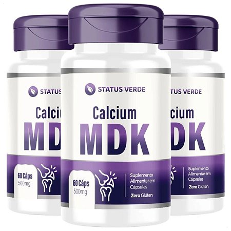 3 Potes Calcium MDK 60 Cápsulas 1000mg - Status Verde