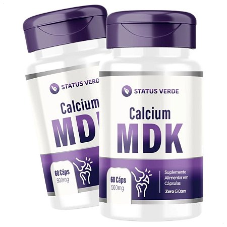2 Potes Calcium MDK 60 Cápsulas 1000mg - Status Verde