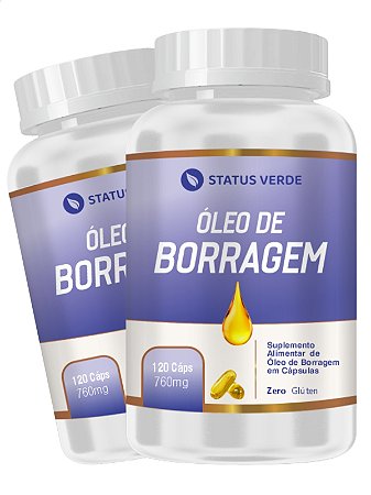 2 Potes Óleo de Borragem 120 Cápsulas 760 mg - Status verde