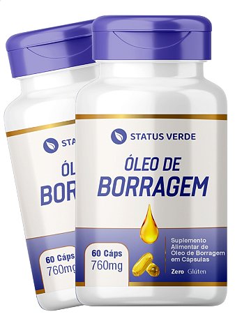 2 Potes Óleo de Borragem 60 Cápsulas 760 mg - Status verde