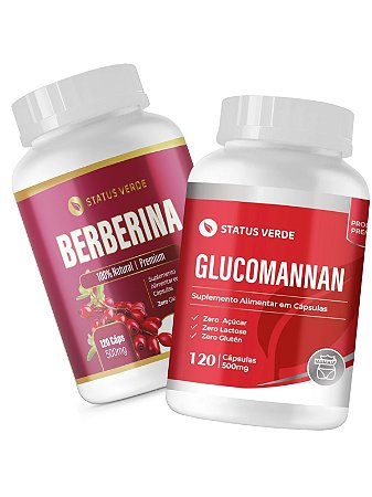Kit Berberina + Glucomanan 120 Caps P/Pote - Status Verde