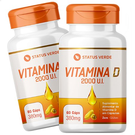 2 Potes Vitamina D 2000ui SoftGel 60 Cáps - Status Verde