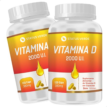 2 Potes Vitamina D 2000ui SoftGel 120 Cáps - Status Verde