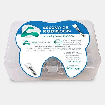 Escova de Robinson Branca Pincel Plano Caixa com 100 un