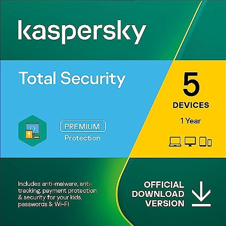 Kaspersky Total Security 5 Dispositivos, 1 ano