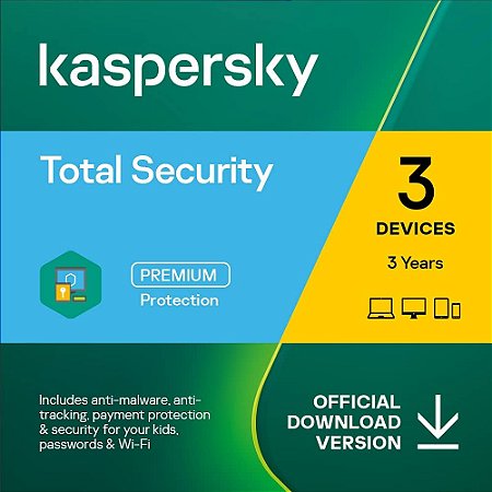 Kaspersky Total Security 3 Dispositivos, 1 ano