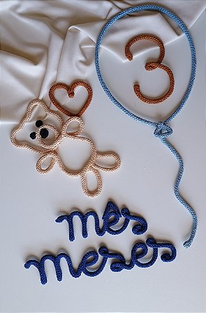 Kit mesversario em tricotin - tema Ursinho