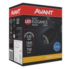 Spot Trilho Eletrificado Preto 7w 3000k Avant