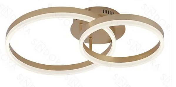 Plafon (Luz direta) 30×40CM 44W 3300L Aluminio Escovado Dourado e Acrilico - Sindora Iluminação QX05330