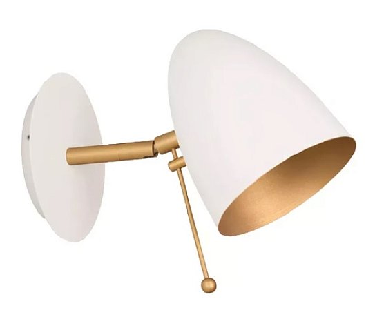 Arandela Pisa Mobile Articulada 20X13,5X23,5CM 1L Branco/Dourado TKS 1487