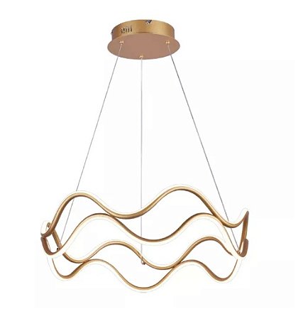 Pendente LED 3000K 86W Bivolt Ø65cm Metal e Silicone Dourado - Sindora Iluminação QD05380