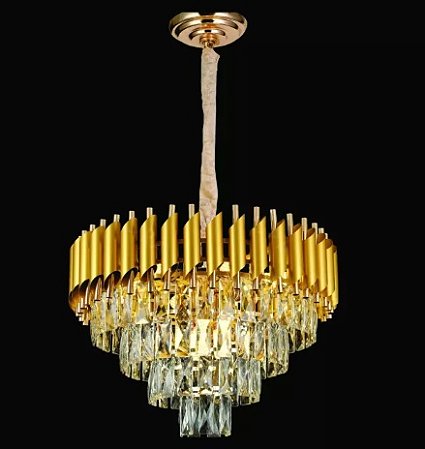LUSTRE PENDENTE CRISTAL/METAL DOURADO 55×34CM 9L SINDORA DCD06510