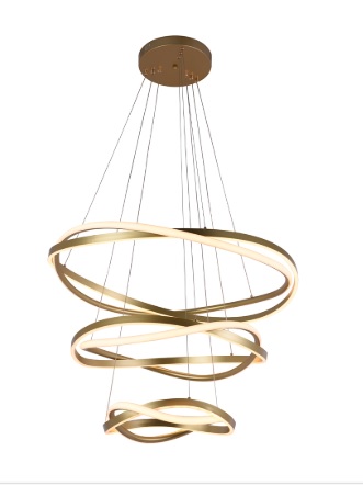 Pendente LED Euni Odi 3 3000K 173W Bivolt 500xØ80cm Alumínio e Silicone Dourado e Fosco - Nordecor 2880