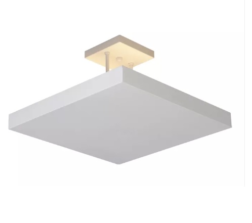 Plafon de Sobrepor Branco Textura Rebatedor Home Com Haste Quadrado 4 Mini Bulbo Bolinha (L) 40cm x (P) 40cm x (A) 27cm Alumínio - Usina 252/4E