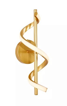 Arandela de Parede LED Spirale 3000K 8W Bivolt 42x17cm Alumínio e Silicone Dourado - Usina Imports UI20243/42DR