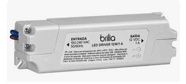 Fonte Driver 1A 12W 12v Alumínio Branco - Brilia