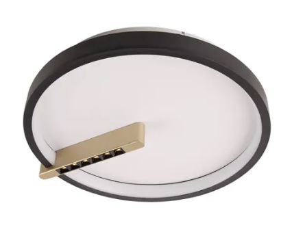 Plafon de Sobrepor LED Byte Redondo 3000K 46W Bivolt Ø59x7,5cm Alumínio e Acrílico Preto e Dourado - Usina Imports UI20121/60PTDR