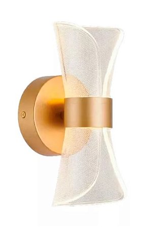 Arandela de Parede LED Roll 3000K 5W Bivolt (A) 23cm Metal e Acrílico Dourado - Skylight SKY-4102AR