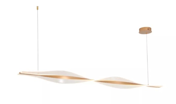 Pendente LED Yeux 3000K 42W Bivolt (L) 150cm Metal e Acrílico Dourado e Transparente - Skylight SKY-4075