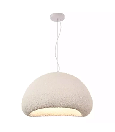 Pendente Ø40x30cm Metal e Resina Branco - Sindora Iluminação DCD04085