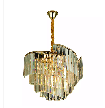 Pendente 58x39CM Cristal/Inox Dourado 12xE14 Sindora DCD00489