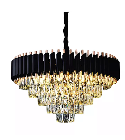 Pendente 75x43CM Cristal/Metal Preto 15xE14 Sindora DCD03911