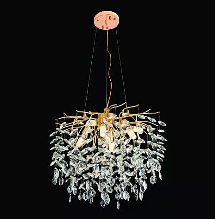 Pendente Cristal/Metal Dourado 60cm 8L Sindora DCD06568