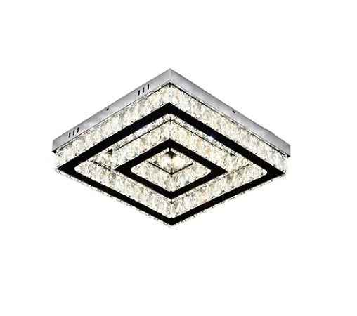 Plafon 20x40cm 36w Inox Cromado + Cristal Sindora DCX01414