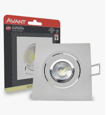Embutir LED Supimpa Quadrado 4000K 5W Bivolt (L) 9cm x (P) 9cm Polipropileno Branco - Avant 865020872