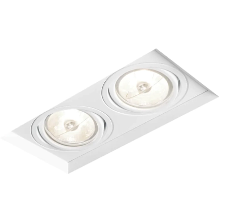 Embutir Newline IN60322 Branco No Frame II Retangular Duplo Dicroica PAR16 19,8x9,6x9cm Alumínio